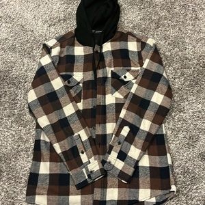 Men’s Medium Hooded Flannel Jacket